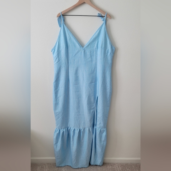 Cicinia Plus Size Dusty Blue Mother Of The Bride Dress With Bowknot Long Satin A-line Off The Shoulder Ankle Length main image 1